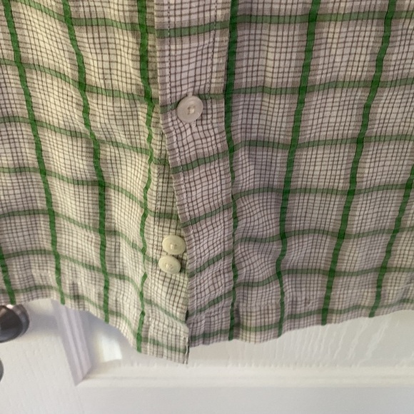 Croft & barrow mens quick dry button up shirt size M  cream green plaid pockets - Picture 6 of 11